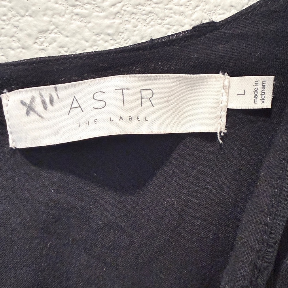 ASTR The Label Black Embroidered Dress L Boho Gothic WhimsyGoth Balloon Sleeve - Picture 3 of 9